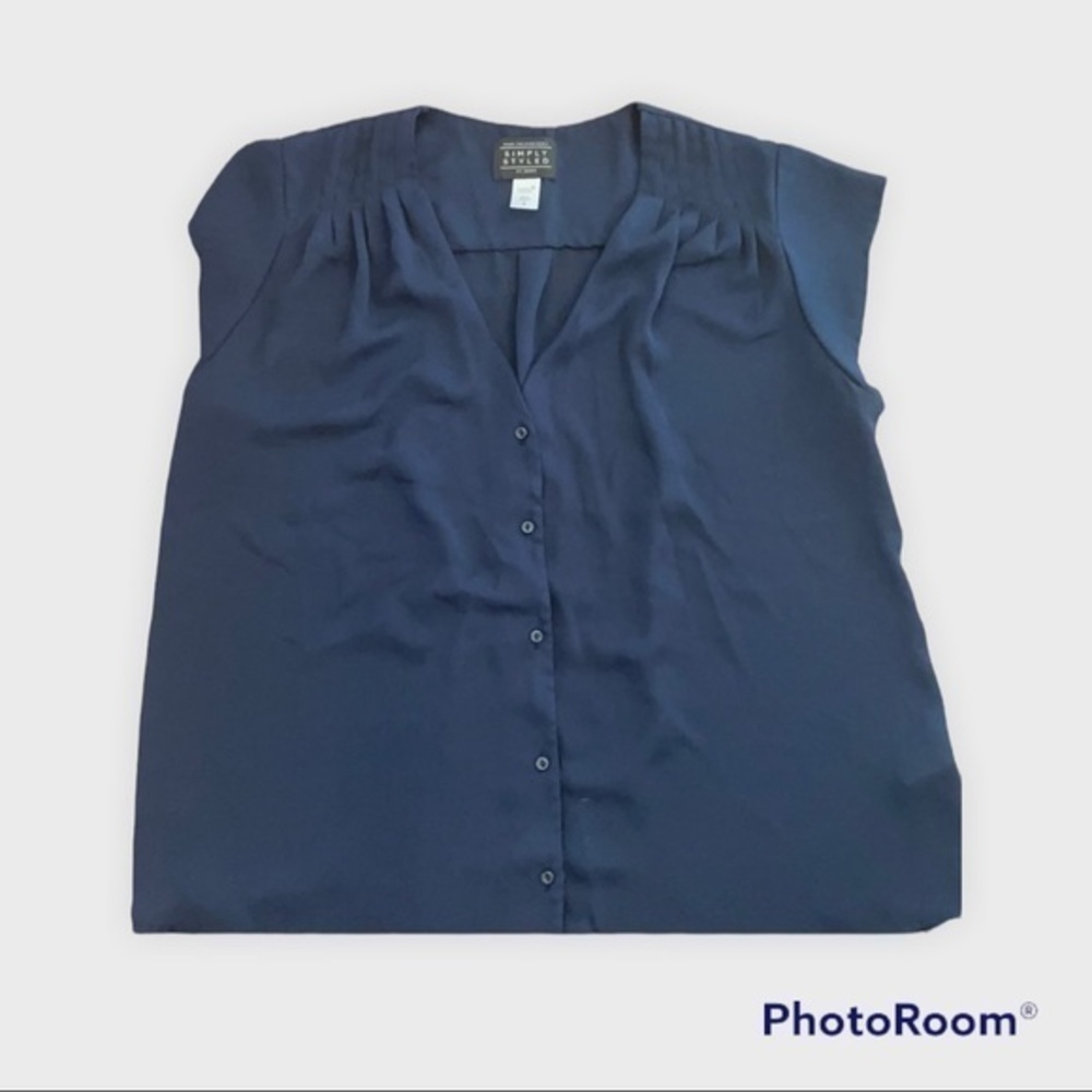 Navy blue sheer top 050